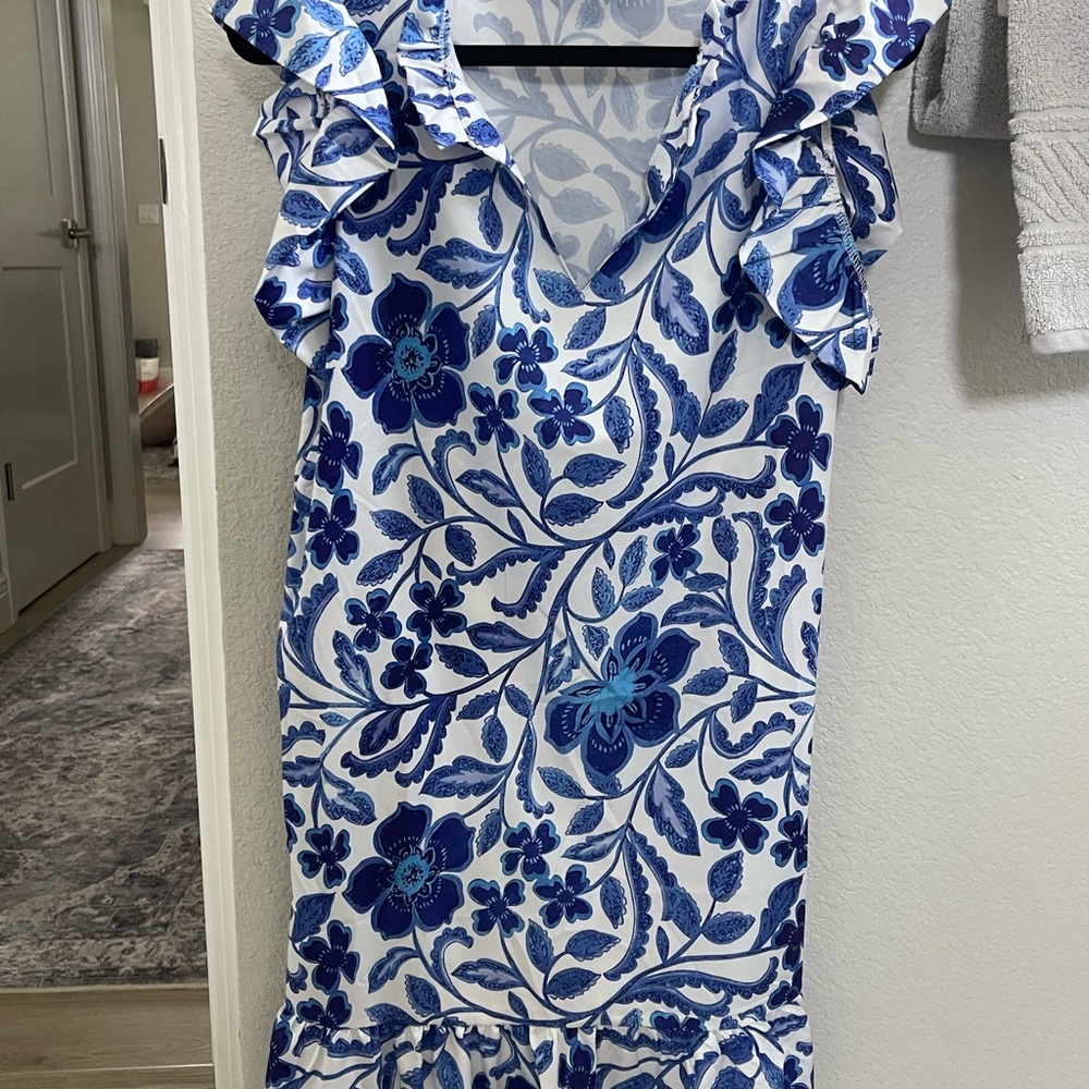 Floral Blue and White Dress